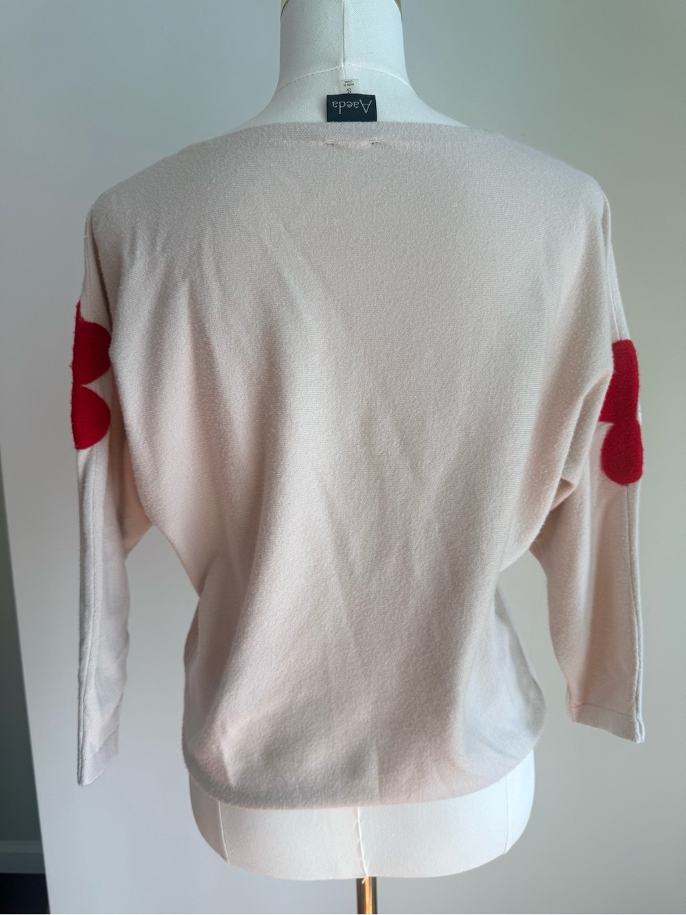 Cream Floral Appliqué Sweater with Red Flowers - Picture 3 of 3